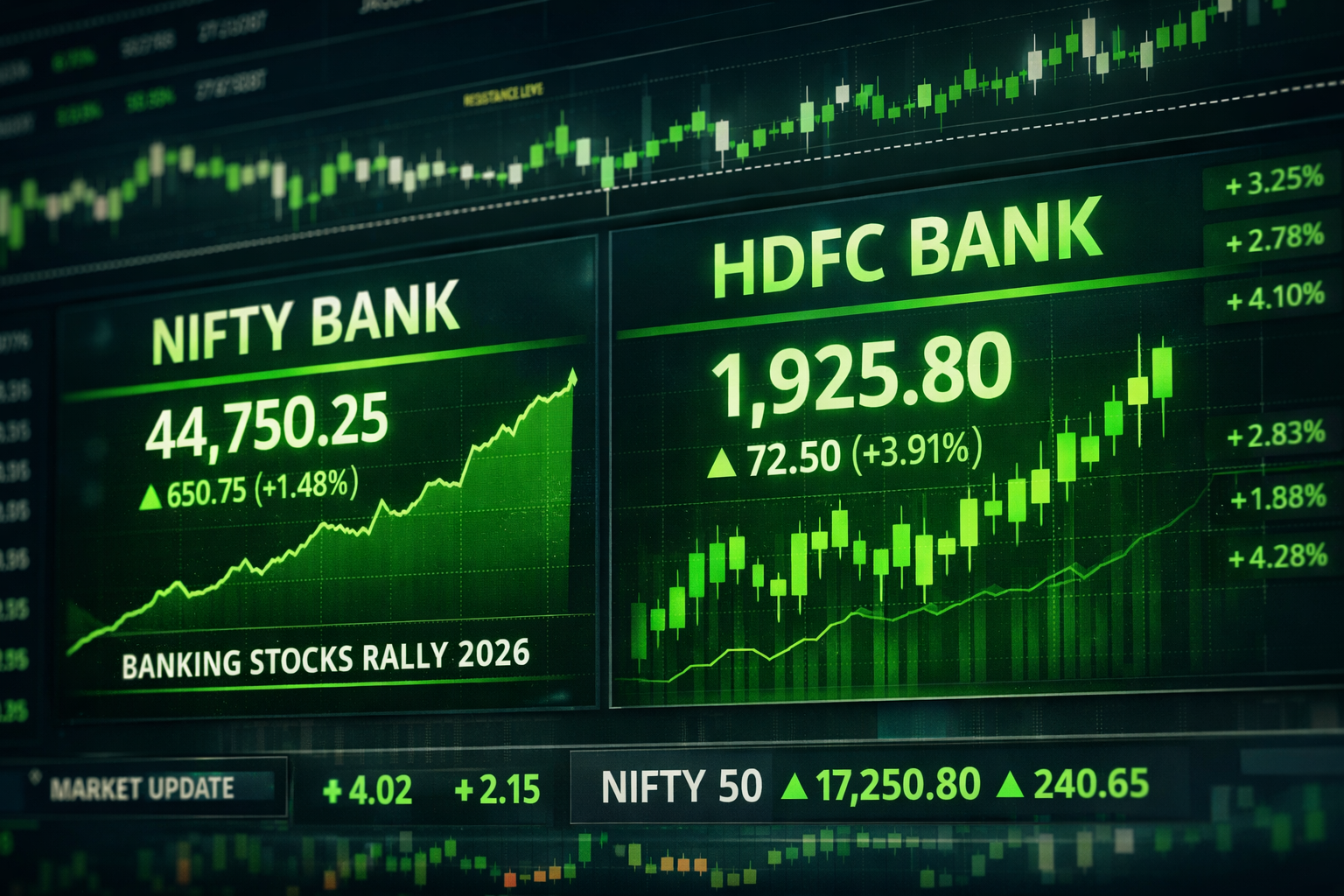 Banking Stocks Rally: HDFC, SBI, and Yes Bank Lead Gains as Nifty Bank Eyes Key Resistance