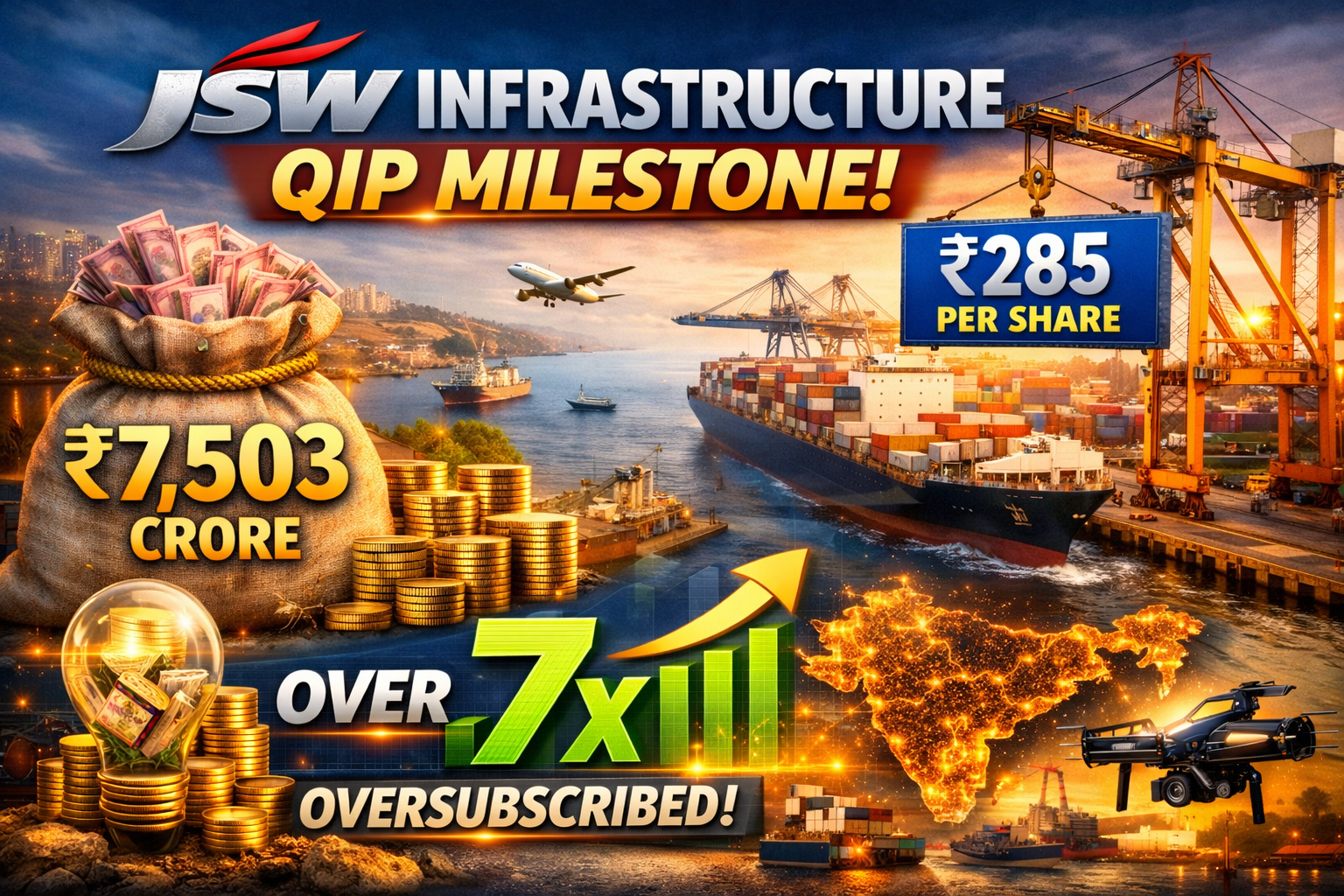 JSW Infrastructure Raises ₹7,503 Crore via QIP at ₹285 Per Share